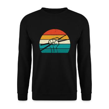 Retro Drumsticks batterie cadeau de batterie - Sweat-shirt Unisexe - noir - Devant - Alina (178cm) & Michal (187cm)