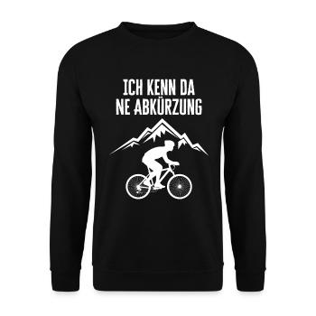 MIT DEM FAHRRAD UNTERWEGS IN DEN BERGEN - Unisex Pullover - Schwarz - Vorne - Alina (178cm) & Michal (187cm)