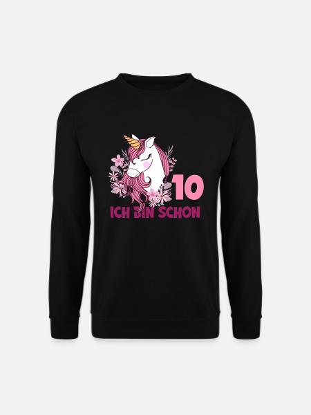 10. Geburtstag Mädchen 10 Jahre Pferde Einhorn - Unisex Pullover - Schwarz