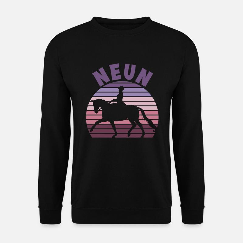 9. Geburtstag Mädchen 9 Jahre Pferd Reiterin - Unisex Pullover - Schwarz