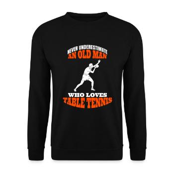 Tischtennis Outfit Vater Spruch Pingpong Großvater - Unisex Pullover - Schwarz - Vorne - Alina (178cm) & Michal (187cm)