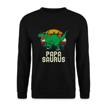 Papa Saurus Rex Papa Dinosaur Papasaurus - Unisex Sweatshirt - black - Front - Alina (178cm) & Michal (187cm)