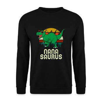 Nana Saurus Rex Nana Dinosaur, Nanasaurus, - Unisex Sweatshirt - black - Front - Alina (178cm) & Michal (187cm)