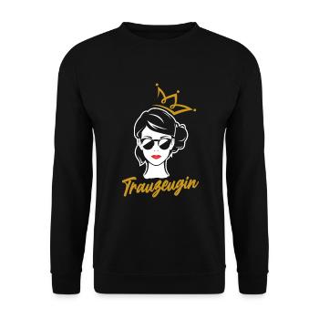 Ich Bin Trauzeugin Lustiges Trauzeugin Geschenk - Unisex Pullover - Schwarz - Vorne - Alina (178cm) & Michal (187cm)