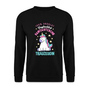 100% Unglaublich Fantastische Trauzeugin Einhorn - Unisex Pullover - Schwarz - Vorne - Alina (178cm) & Michal (187cm)