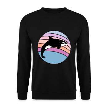 Orca Wale Ozean Geschenk Motiv - Unisex Pullover - Schwarz - Vorne - Alina (178cm) & Michal (187cm)