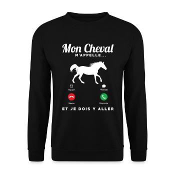 Mon cheval m'appelle et je dois y aller téléphone - Sweat-shirt Unisexe - noir - Devant - Alina (178cm) & Michal (187cm)
