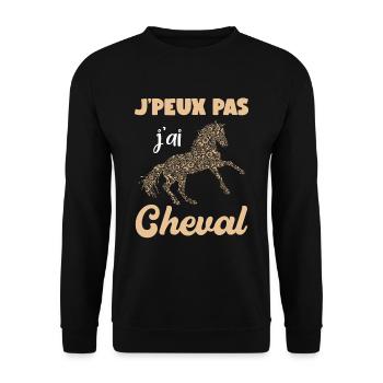 Je peux pas j'ai cheval silhouette cheval mandala - Sweat-shirt Unisexe - noir - Devant - Alina (178cm) & Michal (187cm)