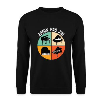 Cadeau pratiquant j'peux pas j'ai piano rétro old - Sweat-shirt Unisexe - noir - Devant - Alina (178cm) & Michal (187cm)