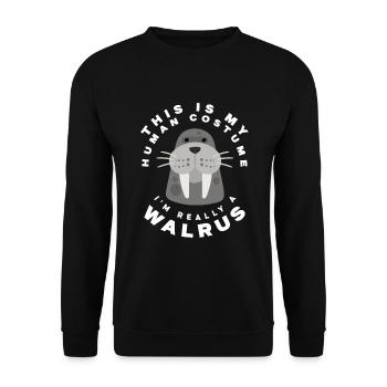 Lustiges Walrosse Walross Geschenk - Unisex Pullover - Schwarz - Vorne - Alina (178cm) & Michal (187cm)
