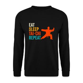 Manger dormir Tai-Chi Répéter - Sweat-shirt Unisexe - noir - Devant - Alina (178cm) & Michal (187cm)