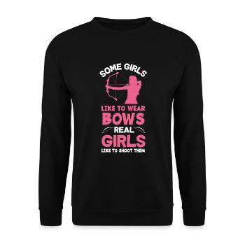 Funny Archery Archer Girl - Unisex Sweatshirt - black - Front - Alina (178cm) & Michal (187cm)