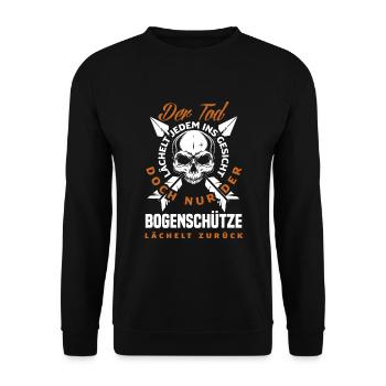 Lustiges Bogenschießen Bogenschütze Geschenk - Unisex Pullover - Schwarz - Vorne - Alina (178cm) & Michal (187cm)