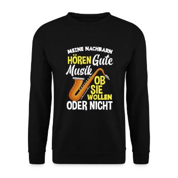 Saxophon - Unisex Pullover - Schwarz - Vorne - Alina (178cm) & Michal (187cm)