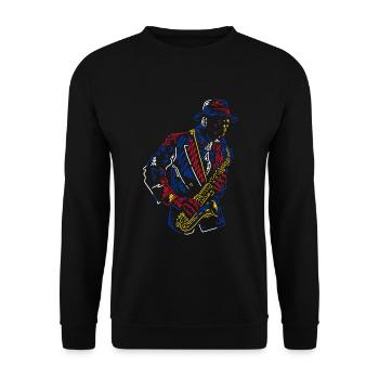 Saxophon Jazz - Unisex Pullover - Schwarz - Vorne - Alina (178cm) & Michal (187cm)