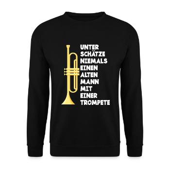 Trompete Trompeter Trompeten Spieler - Unisex Pullover - Schwarz - Vorne - Alina (178cm) & Michal (187cm)