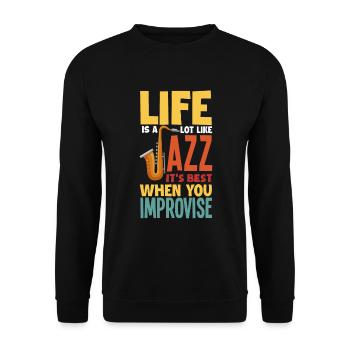 Saxophon Jazz - Unisex Pullover - Schwarz - Vorne - Alina (178cm) & Michal (187cm)
