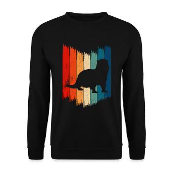 Otter and Sea Otter Vintage Otter - Unisex Sweatshirt - black - Front - Alina (178cm) & Michal (187cm)