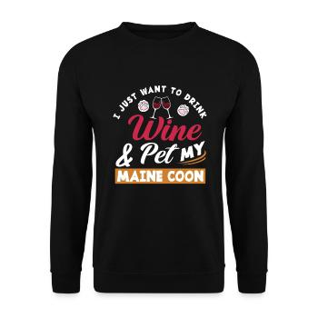 Maine Coon Cat - Unisex Sweatshirt - black - Front - Alina (178cm) & Michal (187cm)