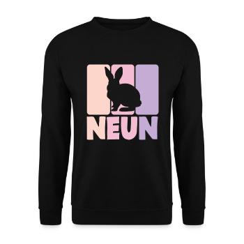 9. Geburtstag Mädchen 9 Jahre Kaninchen Hase - Unisex Pullover - Schwarz - Vorne - Alina (178cm) & Michal (187cm)