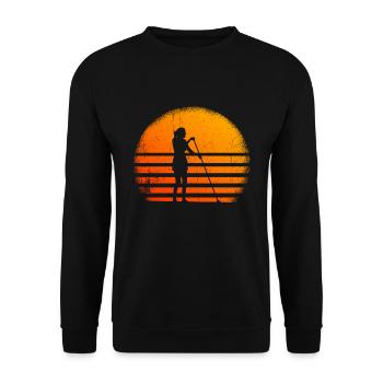Paddleboarding Sonnenuntergang Paddleboarder - Unisex Pullover - Schwarz - Vorne - Alina (178cm) & Michal (187cm)