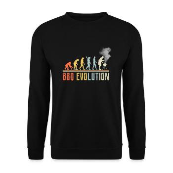 BBQ Evolution Lustiges Zitat - Unisex Pullover - Schwarz - Vorne - Alina (178cm) & Michal (187cm)