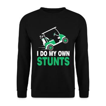 Golfwagen Stunt Golfer Golfspieler - Unisex Pullover - Schwarz - Vorne - Alina (178cm) & Michal (187cm)