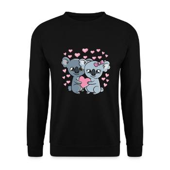 Saint-Valentin Couple Koalas Doux Koalas - Sweat-shirt Unisexe - noir - Devant - Alina (178cm) & Michal (187cm)