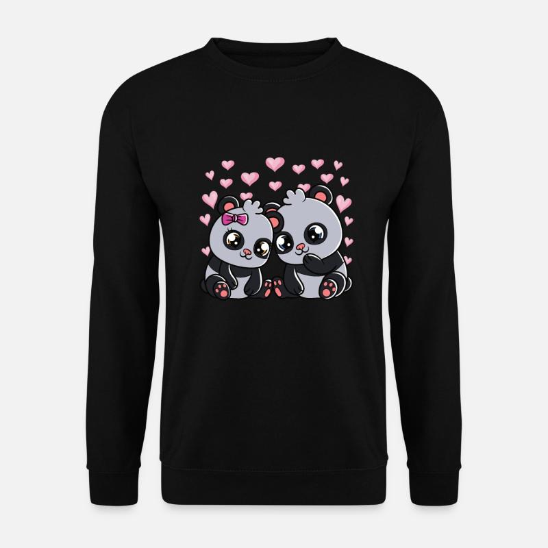 Mignon Panda Bears Saint-Valentin - Sweat-shirt Unisexe - noir