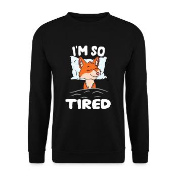 Ich bin so müde Schlafender Fuchs - Unisex Pullover - Schwarz - Vorne - Alina (178cm) & Michal (187cm)