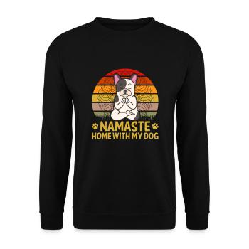 Citation de yoga Namaste Home With My Dog - Sweat-shirt Unisexe - noir - Devant - Alina (178cm) & Michal (187cm)