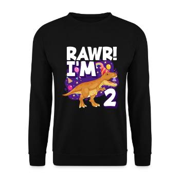 2ème anniversaire Garçon Filles 2 ans Dinosaures - Sweat-shirt Unisexe - noir - Devant - Alina (178cm) & Michal (187cm)