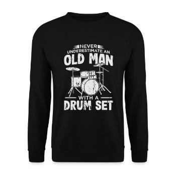 Drummer Old Man Drums Pensioner - Unisex Sweatshirt - black - Front - Alina (178cm) & Michal (187cm)