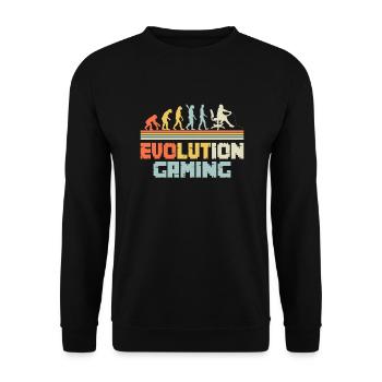 Gaming Zitat Evolution Gaming Design - Unisex Pullover - Schwarz - Vorne - Alina (178cm) & Michal (187cm)