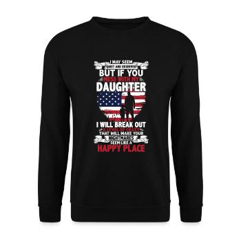 Citation de la fête des pères Je peux sembler calme et réservé - Sweat-shirt Unisexe - noir - Devant - Alina (178cm) & Michal (187cm)