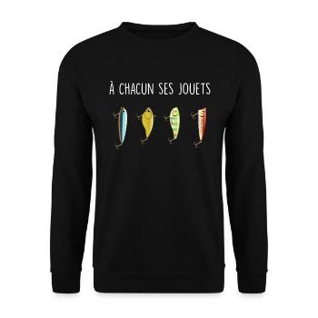 Jouets leurres pêche fan papa tonton papy drole - Sweat-shirt Unisexe - noir - Devant - Alina (178cm) & Michal (187cm)