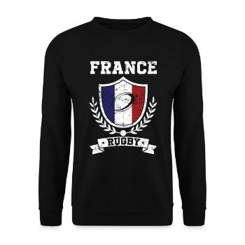 Ballon ovale drapeau écusson france rugby vintage - Sweat-shirt Unisexe - noir - Devant - Alina (178cm) & Michal (187cm)
