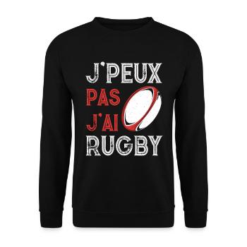 J'peux pas j'ai pratiquant rugby ballon vintage - Sweat-shirt Unisexe - noir - Devant - Alina (178cm) & Michal (187cm)