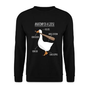 Anatomie Einer Gans Meme - Unisex Pullover - Schwarz - Vorne - Alina (178cm) & Michal (187cm)