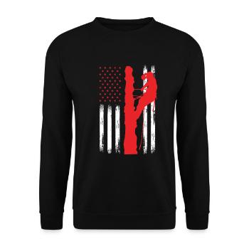Baumpfleger Baumkletterer Baumpflege - Unisex Pullover - Schwarz - Vorne - Alina (178cm) & Michal (187cm)