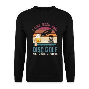Bier Und Discgolf Lustiges Discgolfer Geschenk - Unisex Pullover - Schwarz - Vorne - Alina (178cm) & Michal (187cm)