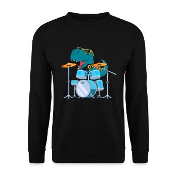Funny Dinosaur Drums Gift - Unisex Sweatshirt - black - Front - Alina (178cm) & Michal (187cm)