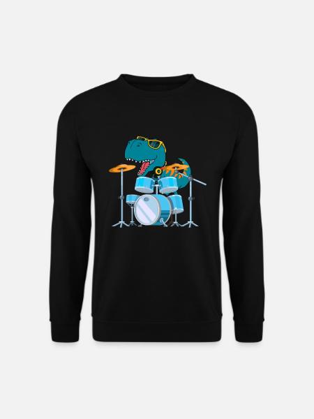 Funny Dinosaur Drums Gift - Unisex Sweatshirt - black