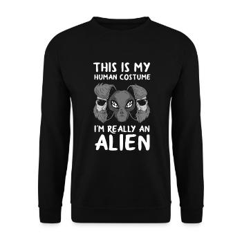 Funny Alien Ufo Alien Gift - Unisex Sweatshirt - black - Front - Alina (178cm) & Michal (187cm)