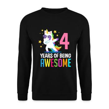 4ème anniversaire 4 ans licorne chemise d’anniversaire - Sweat-shirt Unisexe - noir - Devant - Alina (178cm) & Michal (187cm)