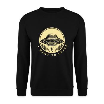 Funny Alien Ufo Alien Gift - Unisex Sweatshirt - black - Front - Alina (178cm) & Michal (187cm)