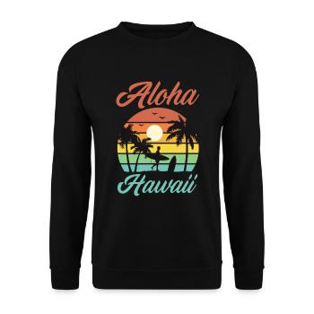 Retro Hawaii Vacation Hawaii Surfing Surfer - Unisex Sweatshirt - black - Front - Alina (178cm) & Michal (187cm)
