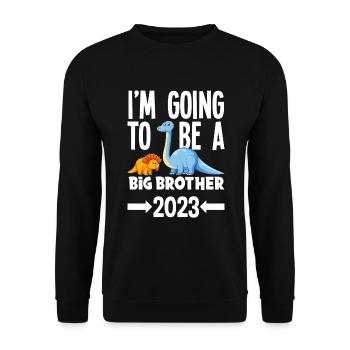 I'm Going to Be a Big Brother 2023 Dino Dinosaur - Unisex Sweatshirt - black - Front - Alina (178cm) & Michal (187cm)