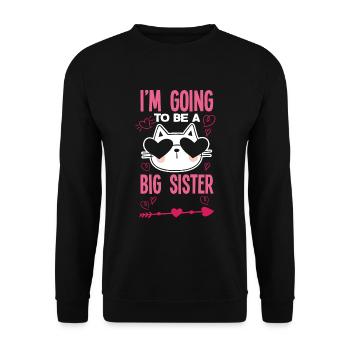 Ich Werde Große Schwester Katze - Unisex Pullover - Schwarz - Vorne - Alina (178cm) & Michal (187cm)