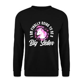 Ich Werde Eine Große Schwester Einhorn - Unisex Pullover - Schwarz - Vorne - Alina (178cm) & Michal (187cm)